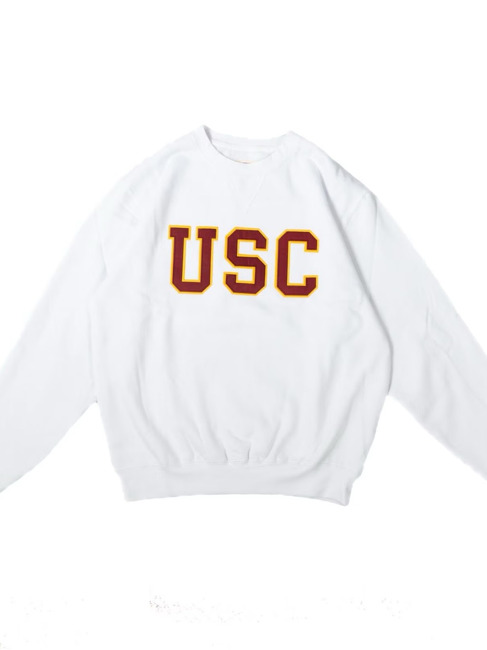 USC White Crewneck Sweatshirt with Maroon & Gold Lettering